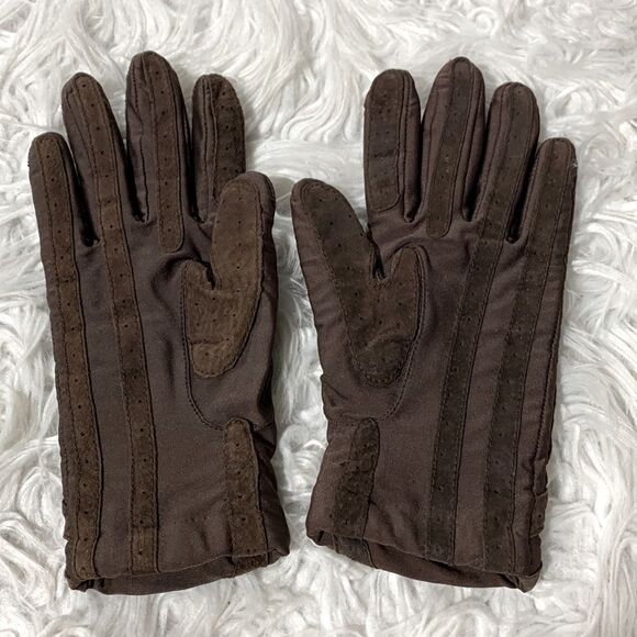 🟢3 for $20—-ISOTONER Vintage Aris Dark Brown Chevron Gloves Lined Women’s XL - Picture 2 of 7